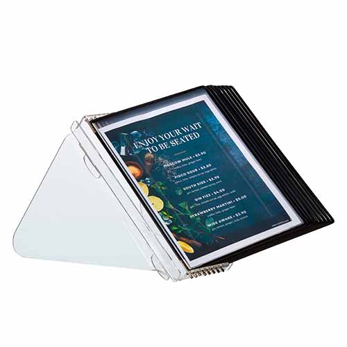 Flip borddisplay, Securit, 27x30x23 cm, 8xA4, akryl/PP, klar/sort (1 stk.)