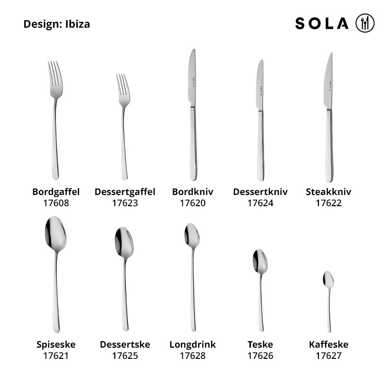 Teske, 18/0-stål, Ibiza, SOLA, 129mm, (12stk.)