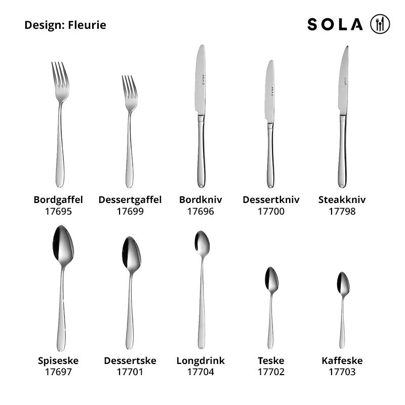 Bordkniv, 18/0-stål, Fleurie, SOLA, 238mm, (12stk.)