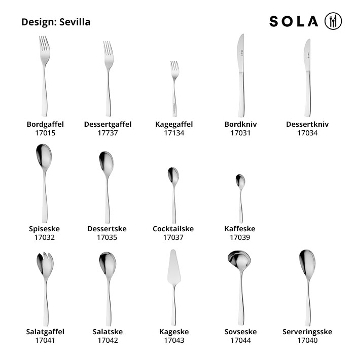 Dessertgaffel, 18/0-stål, Sevilla, SOLA, 194mm, (12stk.)