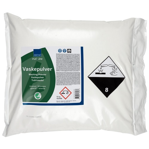 Vaskepulver, kulørt og hvidt, uden farve og parfume, (10 kg)