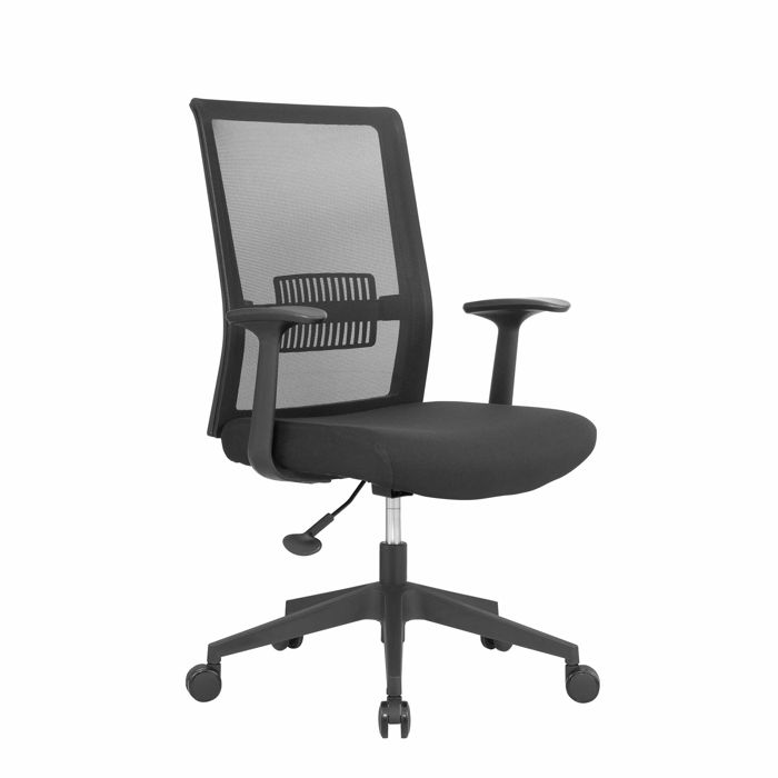 Sort kontorstol med netryg, med lændestøtte og polstret sæde, TX Air, uden armlæn (tilkøb), (1 stk.)