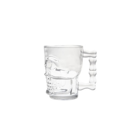 Ølglas med hank, 0,5l, Ø9,6x11,9cm, kranie-formet, glas, (24 stk.)