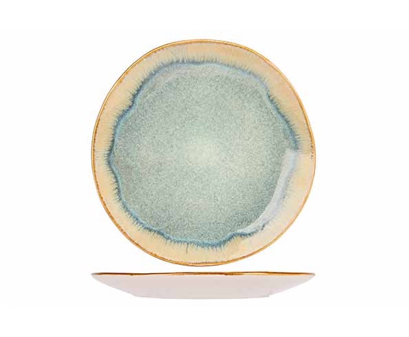 Middagstallerken, rund, Ø28x2,8cm, grøn/beige, stentøj, COBALT, (12 stk.)