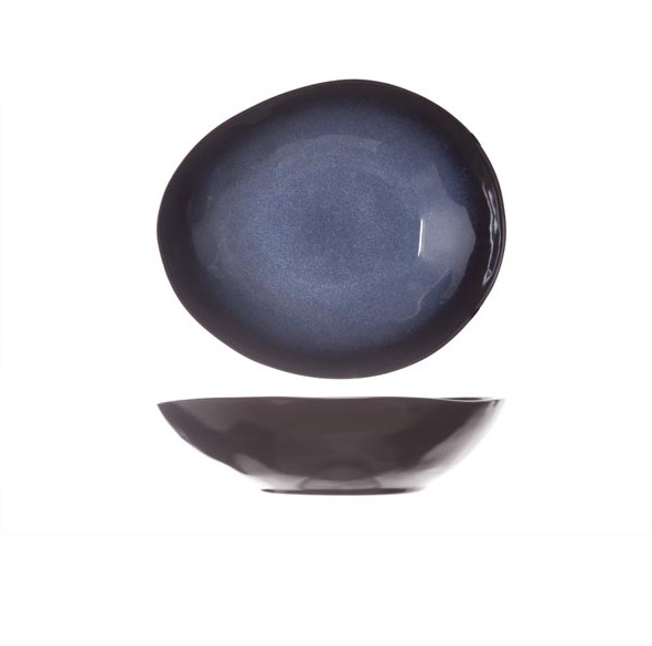 Dyb tallerken, Ø19x16,5cm, oval, mørkeblå, stentøj, SAPPHIRE, (6 stk.)