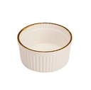 Ramekin, Ø8,8x4,4cm, porcelæn, hvid med brun kant, BRISBANE, (6 stk.)