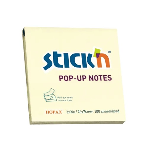 Sticky notes, Z-notes, Stick'N, gul, 76x76mm, 100 ark, (12 pakker)