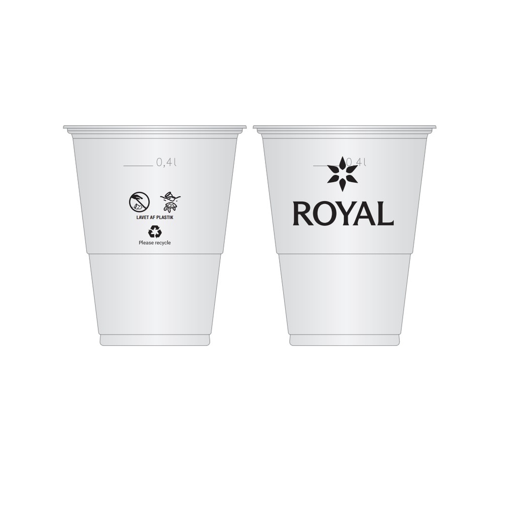 Plastikkrus med Royal logo, PP, 400 ml (1.000 stk.)