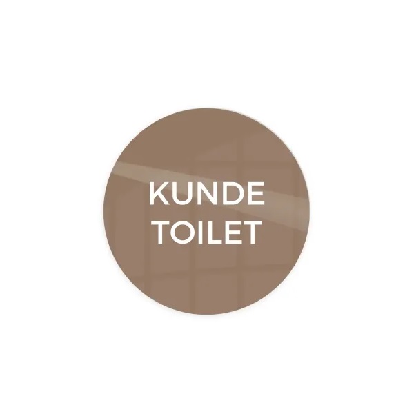 Skilt, "Kunde toilet" Ø10 cm, aluminium, caffe latte, (1 stk.)