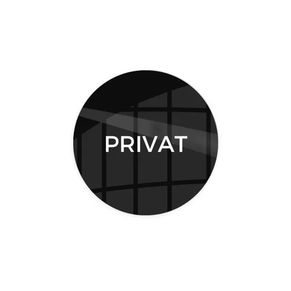 Skilt, "PRIVAT" Ø10 cm, aluminium, sort, (1 stk.)