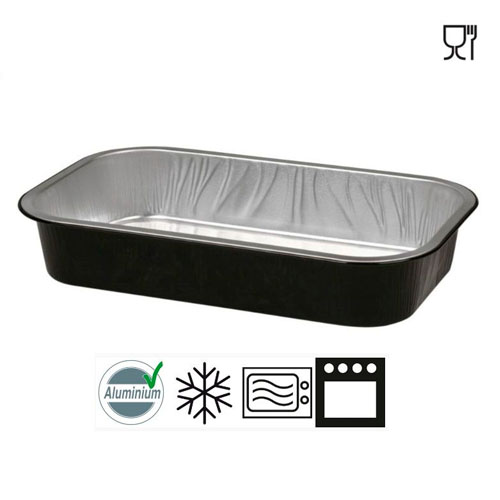 Alubakke, Ready2Cook, 26,5x16,2x4,7cm, sort, aluminium, 1400 ml, (300 stk.)