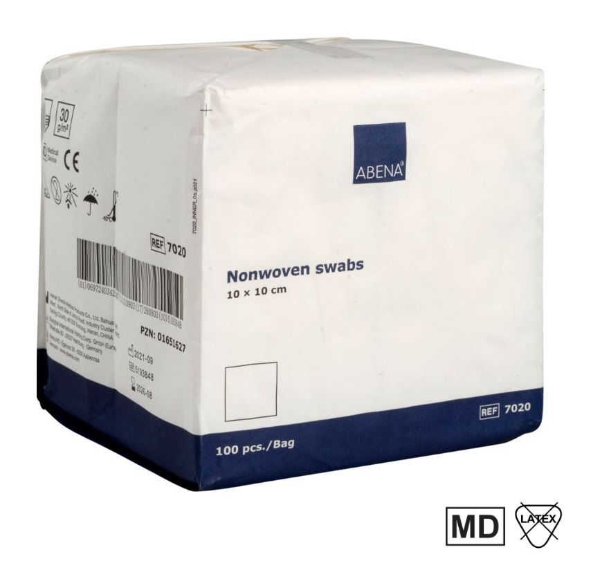 Nonwoven kompres, 4-lags, 10x10cm, hvid, cleanbox, usteril, (7200 stk.)