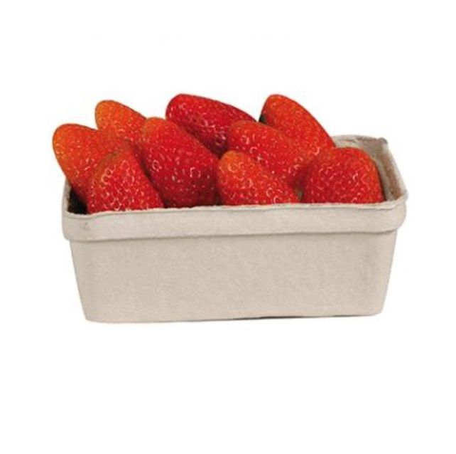 Frugtbakke, jordbærbakke, 13,6x9,2x5 cm, 250g, u/tryk, pulp, (720 stk.)