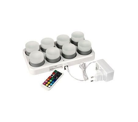 LED Mini lys, lampe, genopladelige, Duni, 8 stk, 4,8xØ5cm, 13 timer, Hvid, (1 sæt=8 stk.)