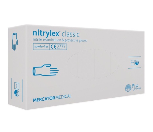 Nitrilhandsker, Mercator, Classic, Hvid, XS, Pudderfri, CAT III, (100 stk.)