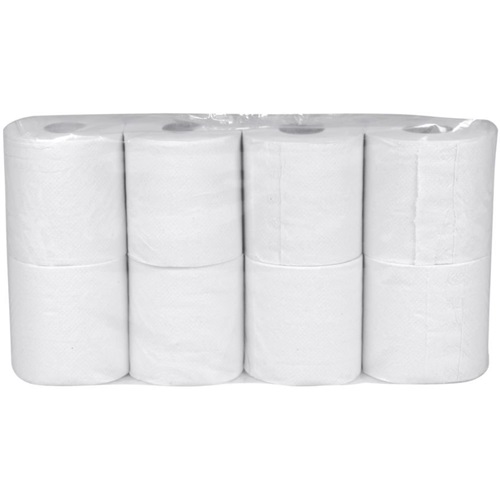 Toiletpapir, 2-lags, 34,7m x 9,8cm, Ø10,5cm, hvid, blandingsfibre, (8 stk.)