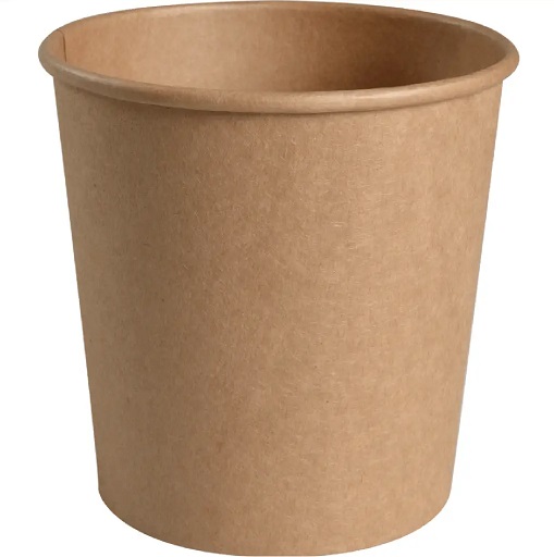 Suppebøtte, 11,3cm, Ø11,5cm, 750 ml, brun, kraft/PE, 24 oz, tilhørende 10341, (500 stk.)