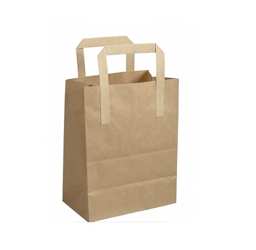 Brun papirspose med hank, 4,3 L, 18x10,5x23 cm, 70 gsm, kraft, (500 stk.)