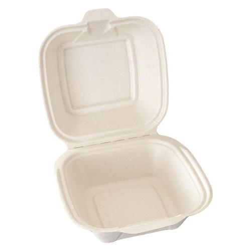 Burgerboks, 15x15x8cm, bagasse, beige, (200 stk.)