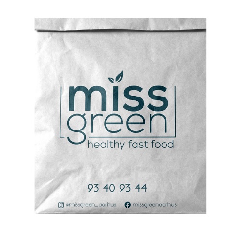 17 L,  Papirspose u. hank, hvid, 350x170x450mm, 80 g/m² med "Miss Green"  print, 200 stk