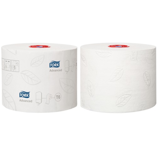 Toiletpapir, Tork T6 Advanced, 2-lags, 100m x 9,9cm, Ø13,1cm, hvid, blandingsfibre , (27 stk.)