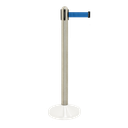 Afspærringsstolpe / kø-guide (uden fod), Securit, 96xØ7 cm, børstet stål/blåt udtræksbånd, (1 stk.)
