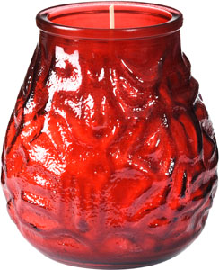 Fyrfadslys i glas, 100x100mm, Venezia rød, Duni, (12 stk.)