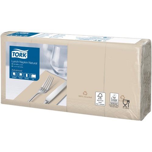 Frokostserviet, Tork Advanced, 2-lags, 1/8 fold, 33x33cm, natur, genbrugspapir, (2000 stk.)