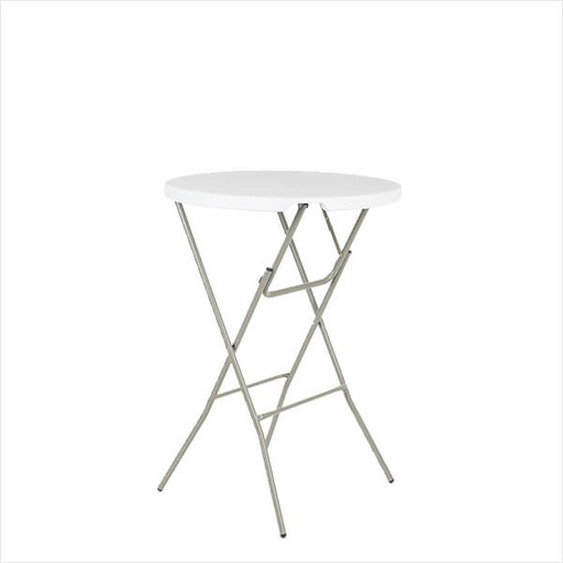 [18547] Ståbord, klapbord, American, Ø80x110 cm, hvid bordplade og gråt stel, (1 stk.)