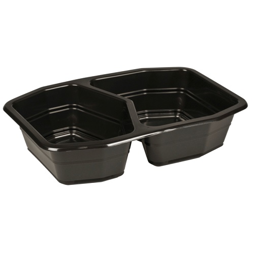 [10778] Plastbakke, Duni, 21,5x14,8x5cm, 940 ml, 540/400 ml, sort, PP, 2-rums, Duni, (312 stk.)