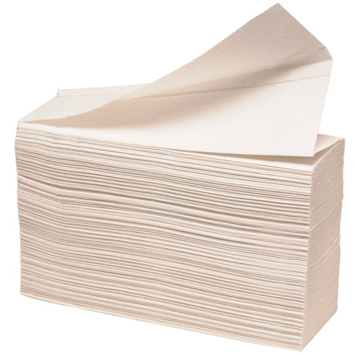 [19411] Håndklædeark, 2-lags, W-fold, 32x20,3cm, 8 cm, hvid, 100% nyfiber, (2000 stk.)
