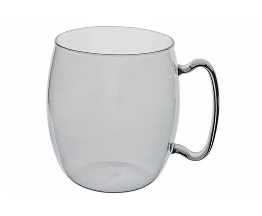 [20932] Glas med hank, mørk/klar, 500ml, Ø12x10cm, borsilikatglas, MOSCOW MULE, (6 stk.)