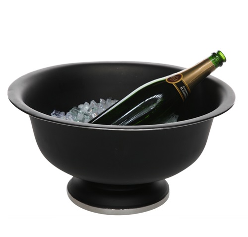 [21001] Champagnebowle på fod, Ø41x20cm, sort, rustfri stål, (1 stk.)