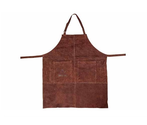 [21134] Læderforklæde, læder, brun, 77x66cm, med lommer, WHITE FIRE, (1 stk.)