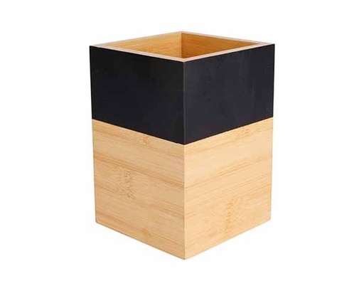 [21141] Holder til køkkenredskaber, bambus, sort og træ, 10x10x14,5cm, BLACK&WOOD, (1 stk.)