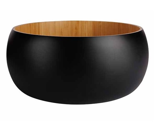 [21156] Salatskål, bambus, rund, sort og træ-farvet, Ø30,5x12cm, BLACK&WOOD, (1 stk.)