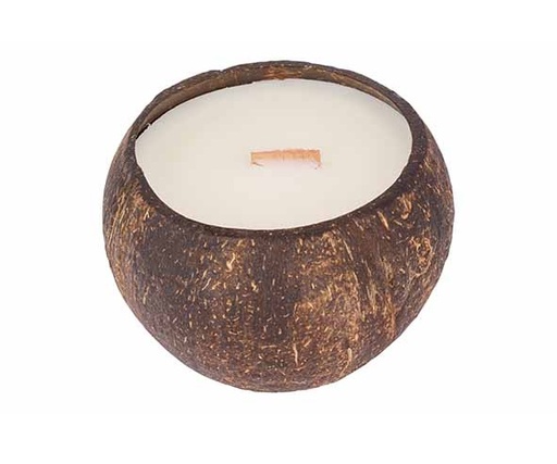 [21265] Duftlys, kokoslys med trævege, Ø12cm, duft af hindbær og vanilje, (6 stk.)