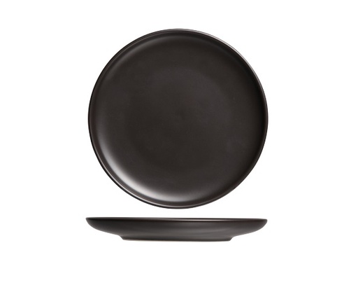 [21307] Frokosttallerken, sort, rund, Ø23,3x2,5cm, stentøj, OKINAWA, (6 stk.)