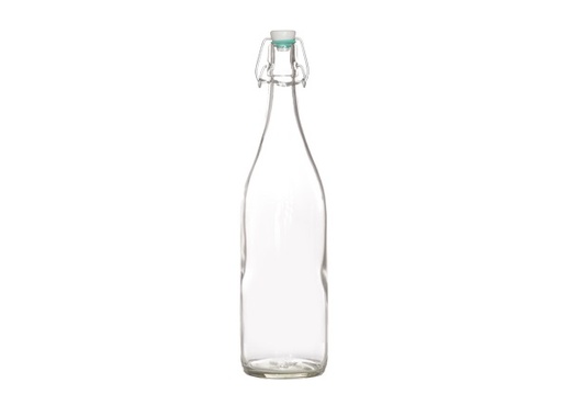 [21495] Patentflaske, 1l, glas, grøn tætningsring, (6 stk.)