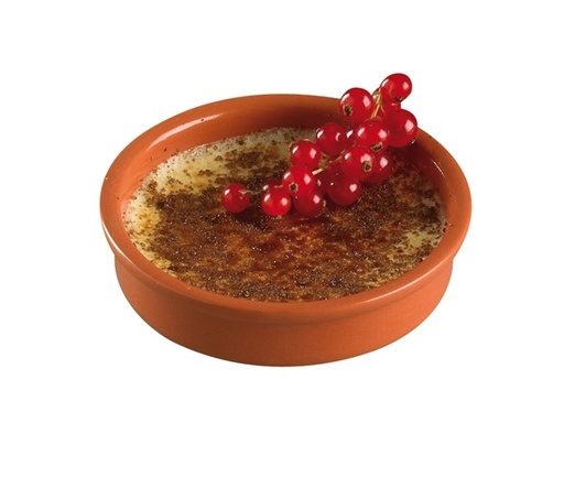 [21518] Ramekin, skåle til crème brûlée, Ø13,5x3,3cm, stentøj, rød/brun, (12 stk.)