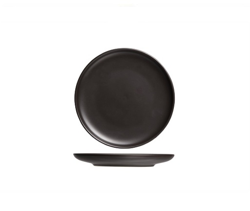 [21530] Frokosttallerken, sort, rund, Ø15x1,7cm, stentøj, OKINAWA, (6 stk.)