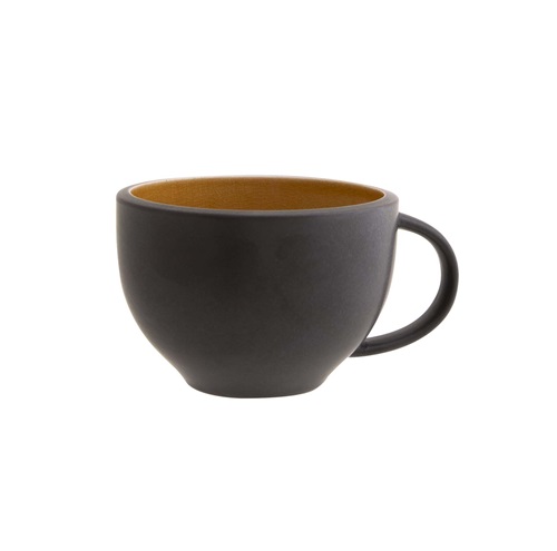 [21555] Kaffekop med hank, 180ml, Ø8,5x6cm, sort/brun, stentøj, TALLINA, (6 stk.)