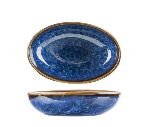 [21575] Lille serveringsskål, oval, Ø9,2x6x2cm, blå, porcelæn, NARWAL, (12 stk.)