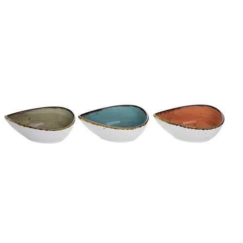 [21595] Små serveringsskåle, 12x7x4cm, dråbeformet, porcelæn, BRISBANE, (6 stk. tilfældige farver)