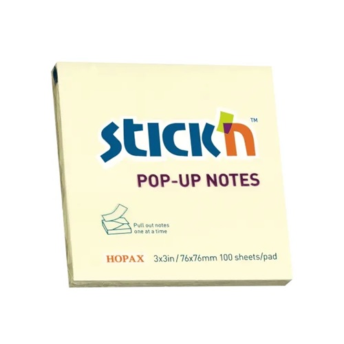 [22004] Sticky notes, Z-notes, Stick'N, gul, 76x76mm, 100 ark, (12 pakker)