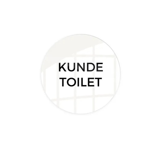 [22839] Skilt, "Kunde toilet" Ø10 cm, aluminium, hvid, (1 stk.)