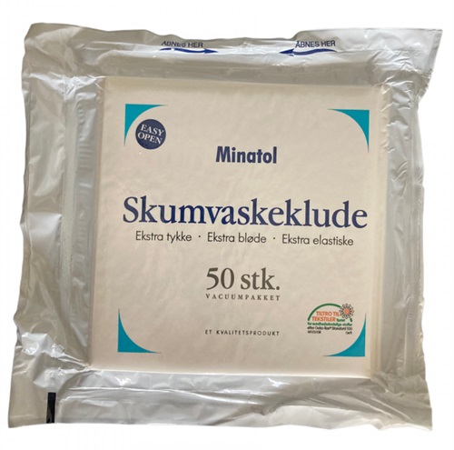 [11895] Skumvaskeklud, Supersoft skum, 19x19x0,35cm, svanemærket, (50 stk.)