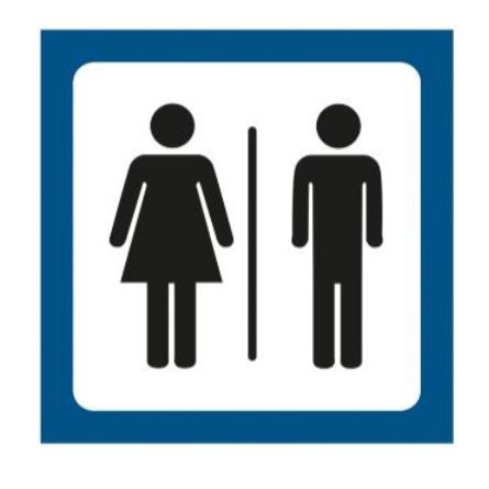 [11970] Toiletskilt, mand/dame, symbol, 10x10 cm, plast, (1 stk.)