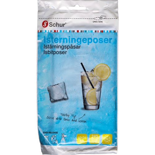 [10676] Isterningepose, Schur, 375 ml, lyseblå, LDPE/virgin, 18x34cm, (24 stk.)