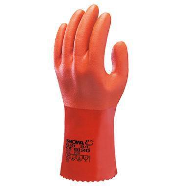 [13389] Kemikaliehandsker, Showa, 610, Orange, PVC, L25cm, str M, (10 par)